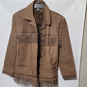 Tan Fringe Suede Jacket